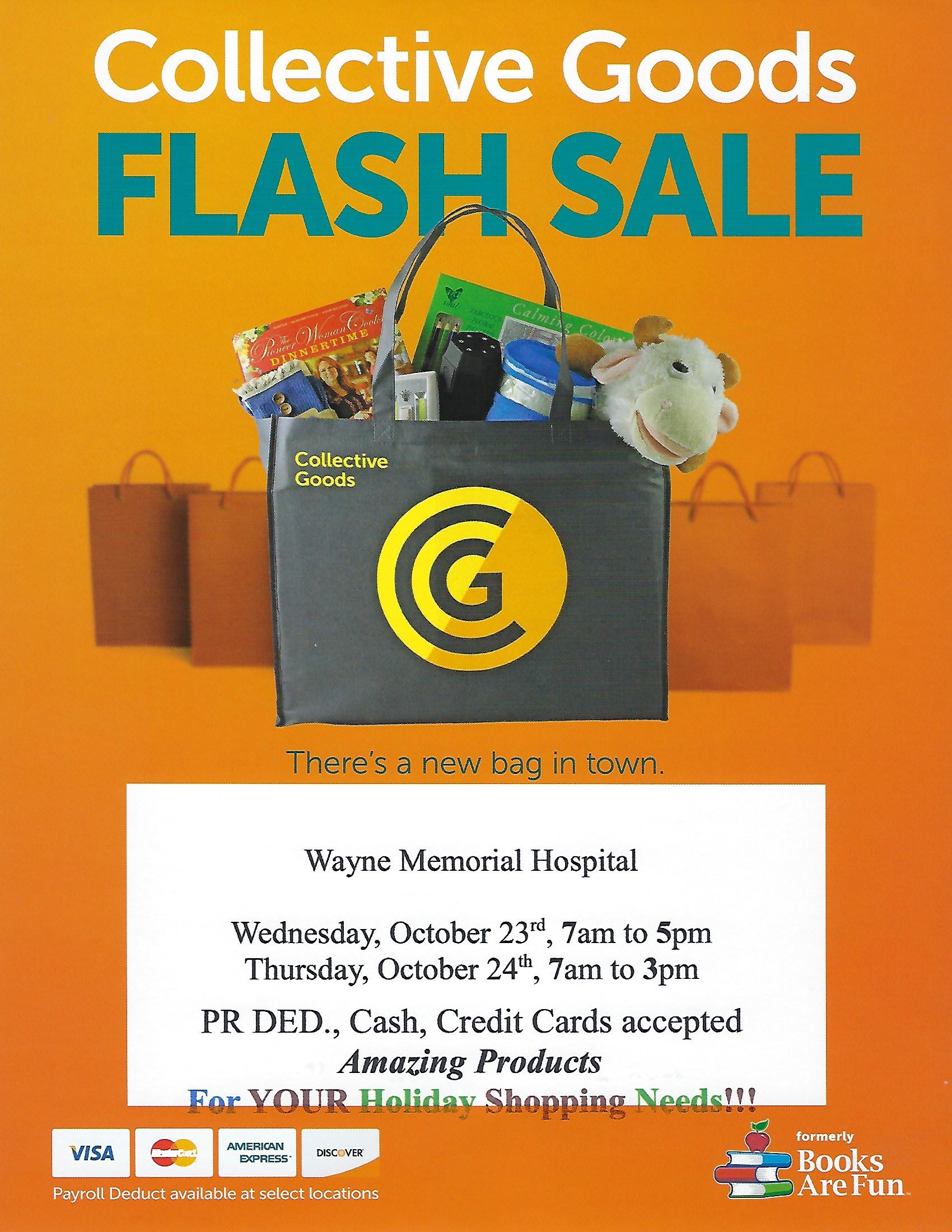 Collective Goods Flash Fundraiser Returning to Jesup AreaOctober 23 and 24 in Wayne Memorial Hospital Lobby