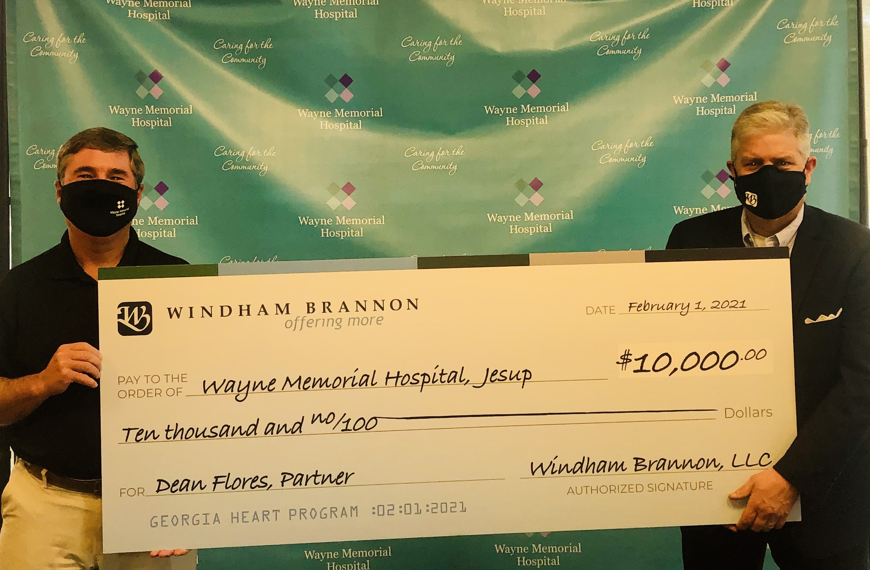 Wayne Memorial Hospital Receives $10,000 in Georgia HEART Funds via Windham Brannon, LLC